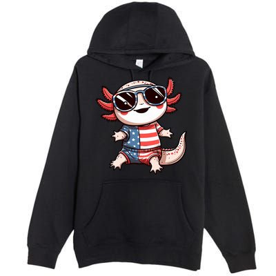 Beautiful Axolotl USA Flag Sunglasses 4th Of July Axolotl Premium Pullover Hoodie