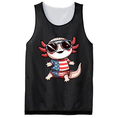Beautiful Axolotl USA Flag Sunglasses 4th Of July Axolotl Mesh Reversible Basketball Jersey Tank