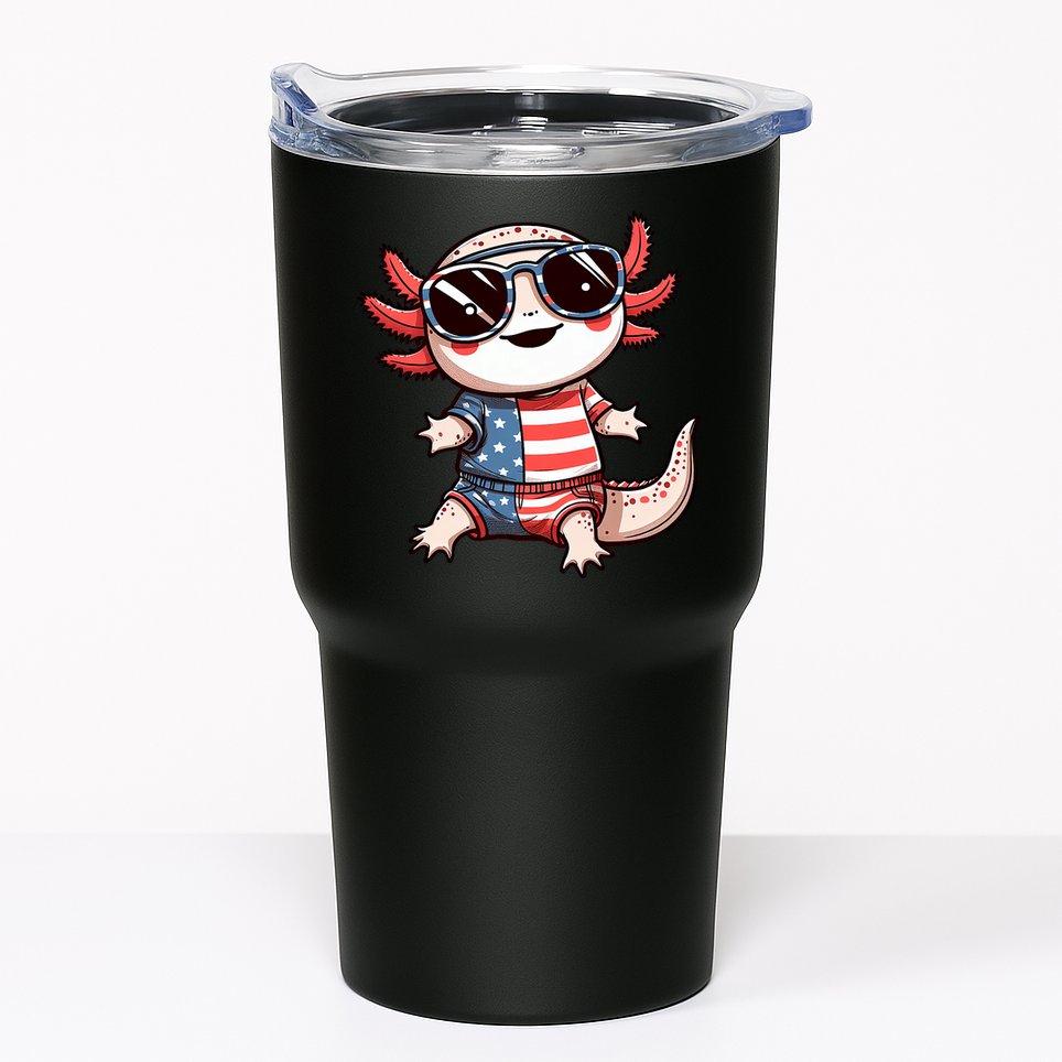 Beautiful Axolotl USA Flag Sunglasses 4th Of July Axolotl Tumbler