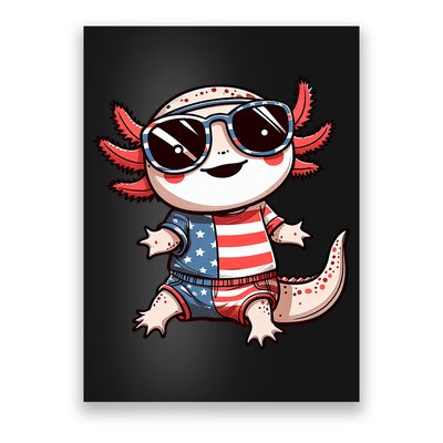 Beautiful Axolotl USA Flag Sunglasses 4th Of July Axolotl Poster