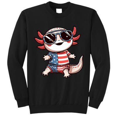 Beautiful Axolotl USA Flag Sunglasses 4th Of July Axolotl Tall Sweatshirt