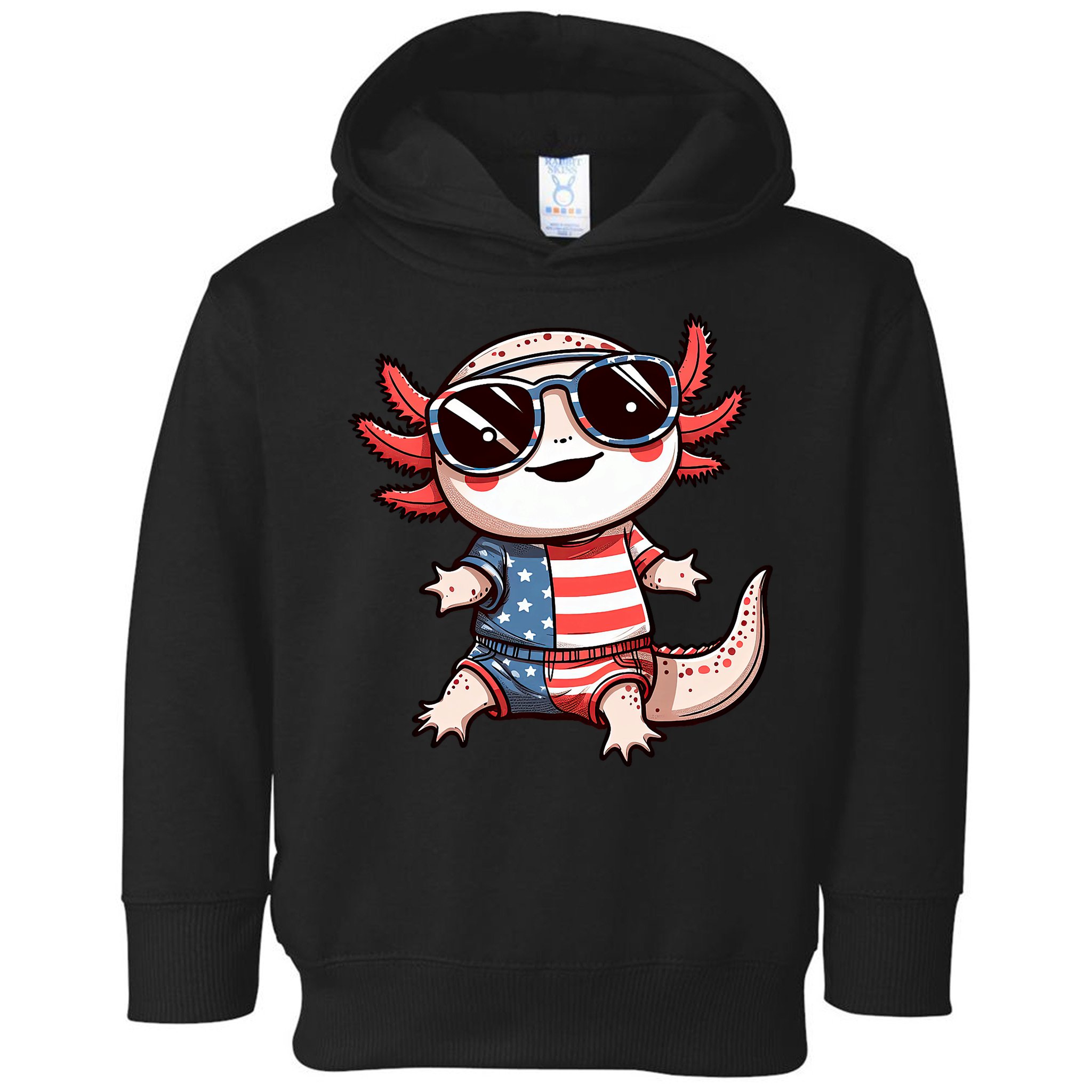 Beautiful Axolotl USA Flag Sunglasses 4th Of July Axolotl Toddler Hoodie