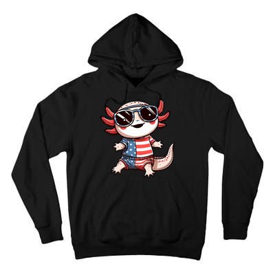 Beautiful Axolotl USA Flag Sunglasses 4th Of July Axolotl Tall Hoodie