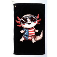 Beautiful Axolotl USA Flag Sunglasses 4th Of July Axolotl Golf Towel