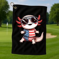 Beautiful Axolotl USA Flag Sunglasses 4th Of July Axolotl Golf Towel