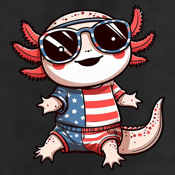 Beautiful Axolotl USA Flag Sunglasses 4th Of July Axolotl Golf Towel