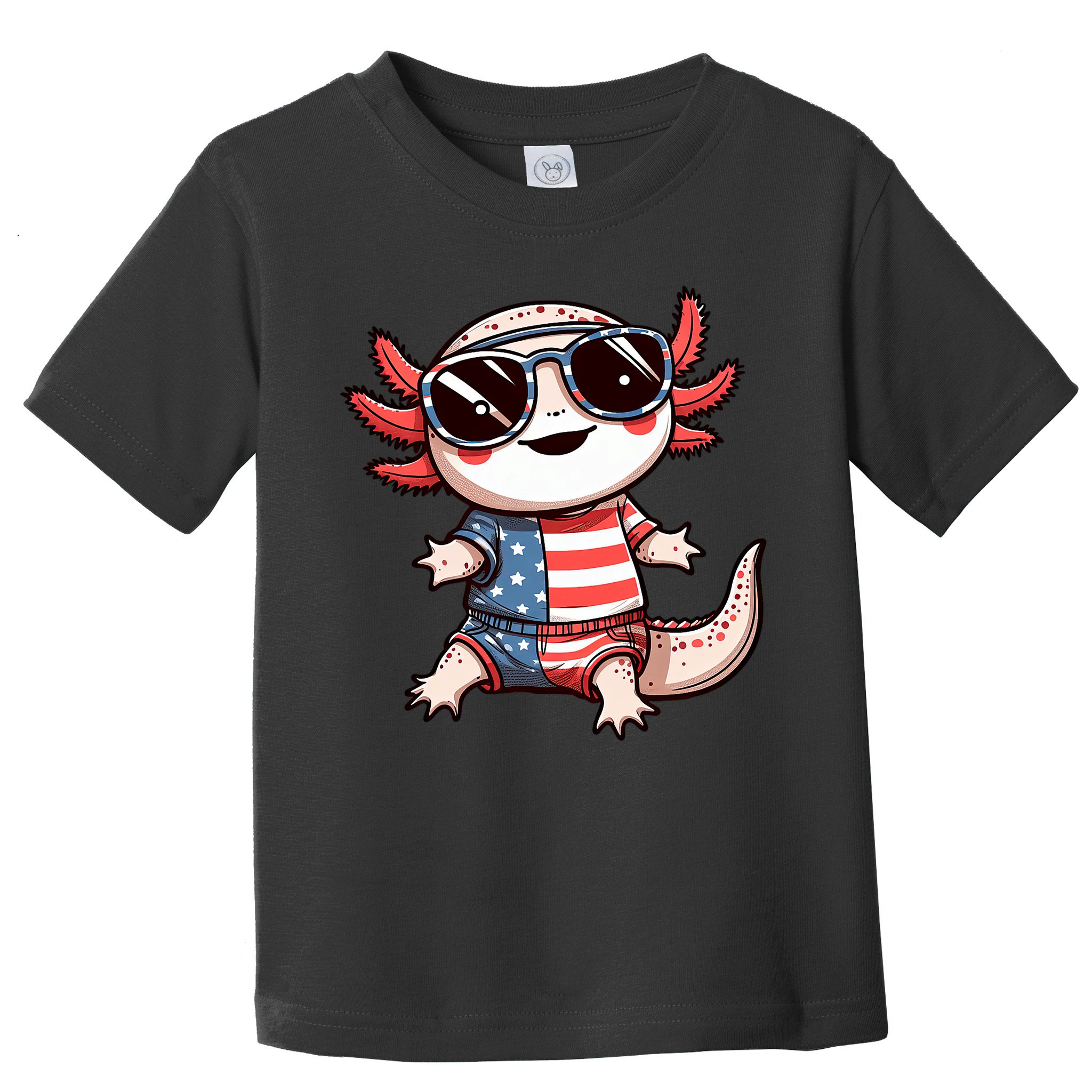 Beautiful Axolotl USA Flag Sunglasses 4th Of July Axolotl Toddler T-Shirt
