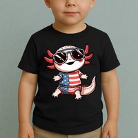 Beautiful Axolotl USA Flag Sunglasses 4th Of July Axolotl Toddler T-Shirt