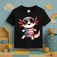 Beautiful Axolotl USA Flag Sunglasses 4th Of July Axolotl Toddler T-Shirt