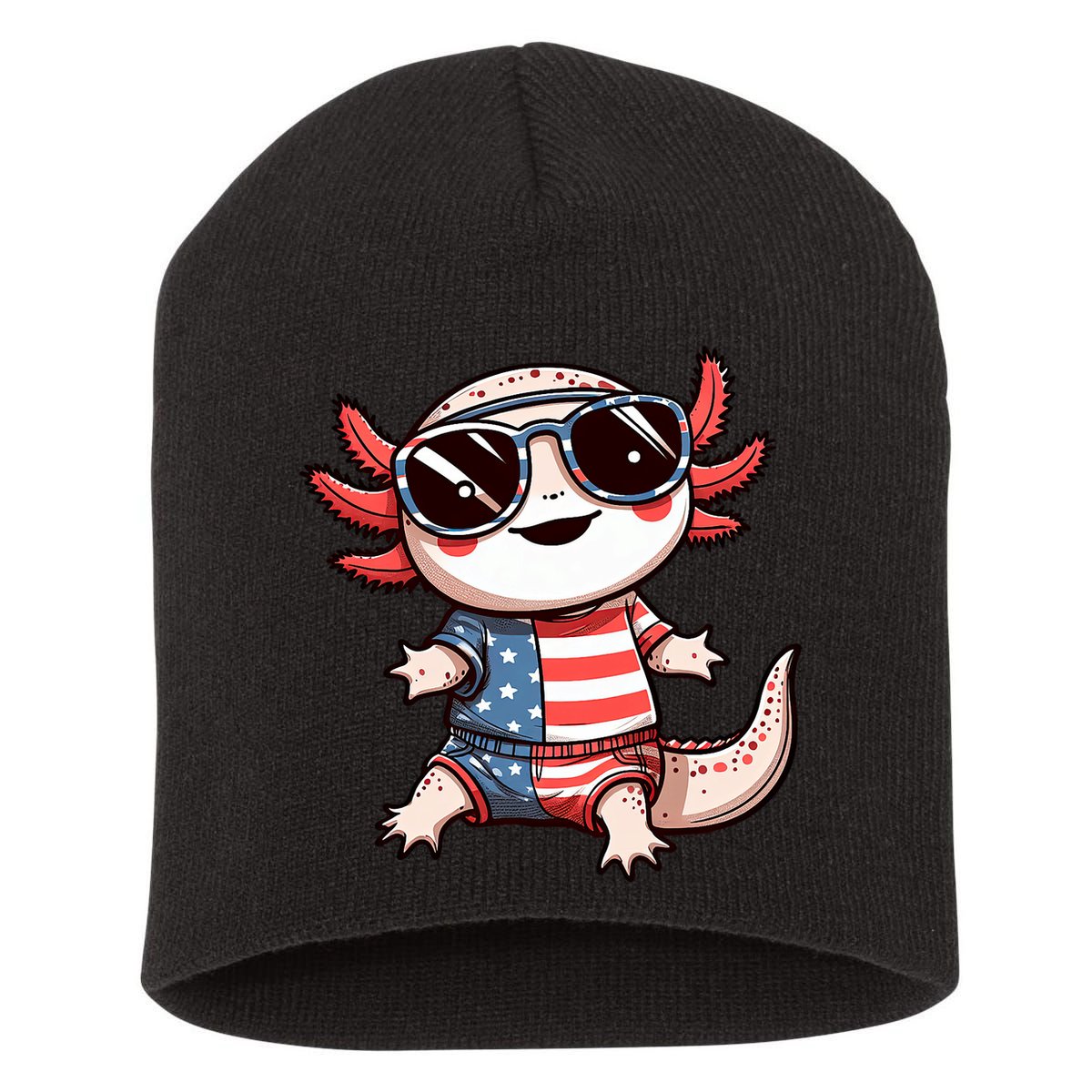 Beautiful Axolotl USA Flag Sunglasses 4th Of July Axolotl Short Acrylic Beanie