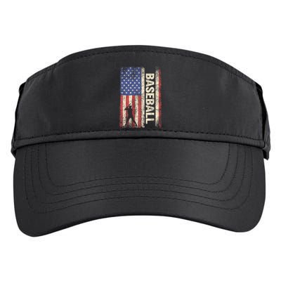 Baseball American Us Flag Vintage 4th Of July Adult Drive Performance Visor