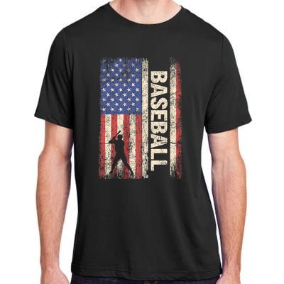 Baseball American Us Flag Vintage 4th Of July Adult ChromaSoft Performance T-Shirt