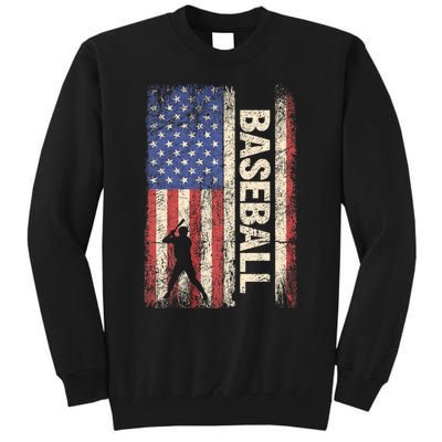 Baseball American Us Flag Vintage 4th Of July Tall Sweatshirt