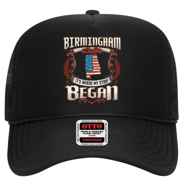 Birmingham Alabama Usa Flag 4th Of July High Crown Mesh Back Trucker Hat