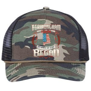 Birmingham Alabama Usa Flag 4th Of July Retro Rope Trucker Hat Cap