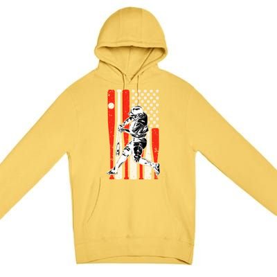 Baseball American Usa Flag Dad Papa Fathers Day Son Gift Premium Pullover Hoodie