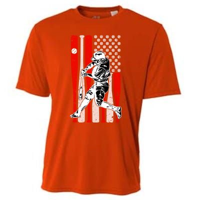 Baseball American Usa Flag Dad Papa Fathers Day Son Gift Cooling Performance Crew T-Shirt