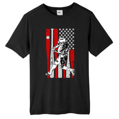 Baseball American Usa Flag Dad Papa Fathers Day Son Gift Tall Fusion ChromaSoft Performance T-Shirt