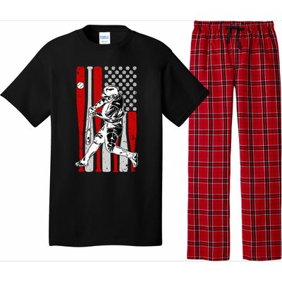 Baseball American Usa Flag Dad Papa Fathers Day Son Gift Pajama Set