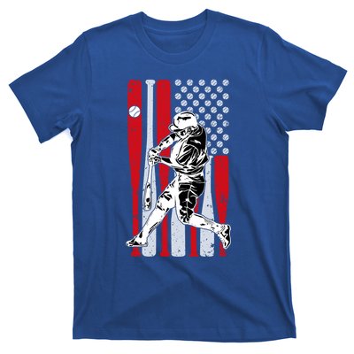 Baseball American Usa Flag Dad Papa Fathers Day Son Gift T-Shirt