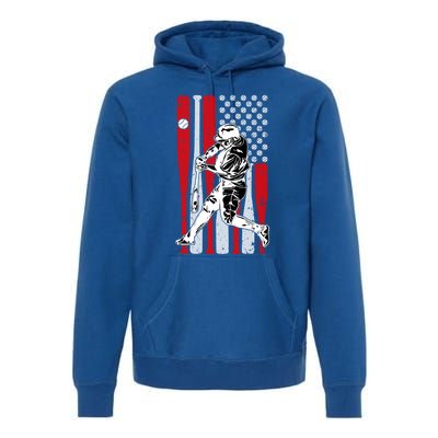 Baseball American Usa Flag Dad Papa Fathers Day Son Gift Premium Hoodie