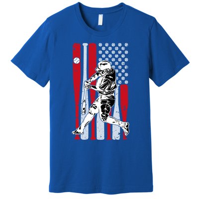 Baseball American Usa Flag Dad Papa Fathers Day Son Gift Premium T-Shirt