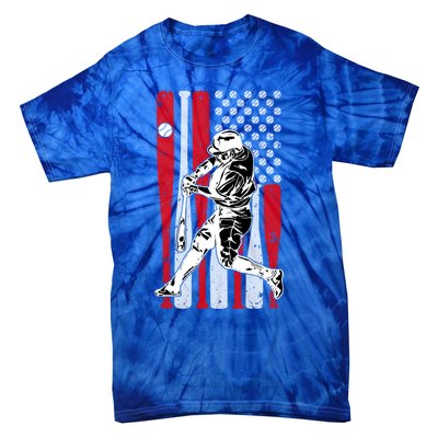 Baseball American Usa Flag Dad Papa Fathers Day Son Gift Tie-Dye T-Shirt