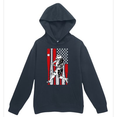 Baseball American Usa Flag Dad Papa Fathers Day Son Gift Urban Pullover Hoodie