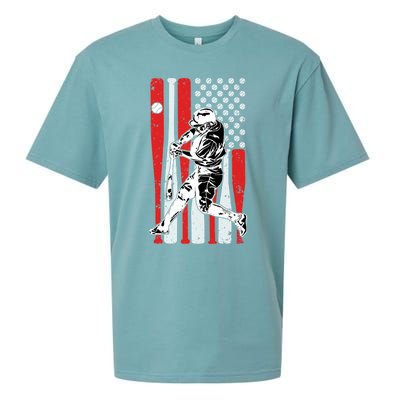 Baseball American Usa Flag Dad Papa Fathers Day Son Gift Sueded Cloud Jersey T-Shirt