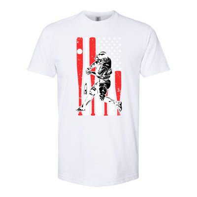 Baseball American Usa Flag Dad Papa Fathers Day Son Gift Softstyle CVC T-Shirt