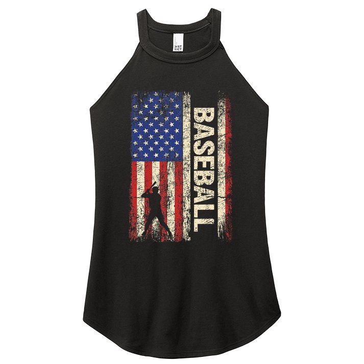 Baseball American Us Flag Vintage 4th Of July Women's Perfect Tri Rocker Tank