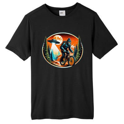 Bigfoot Alien Ufo Bicycle Ride Sasquatch On Bicycle Tall Fusion ChromaSoft Performance T-Shirt