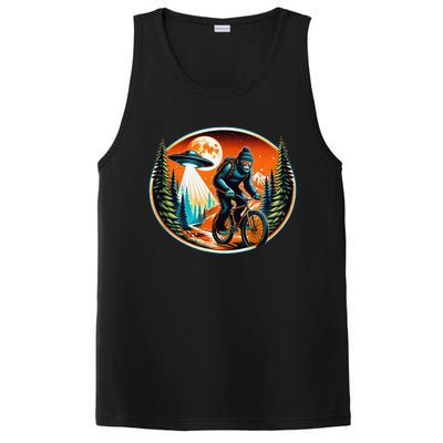 Bigfoot Alien Ufo Bicycle Ride Sasquatch On Bicycle PosiCharge Competitor Tank