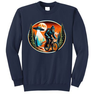 Bigfoot Alien Ufo Bicycle Ride Sasquatch On Bicycle Sweatshirt