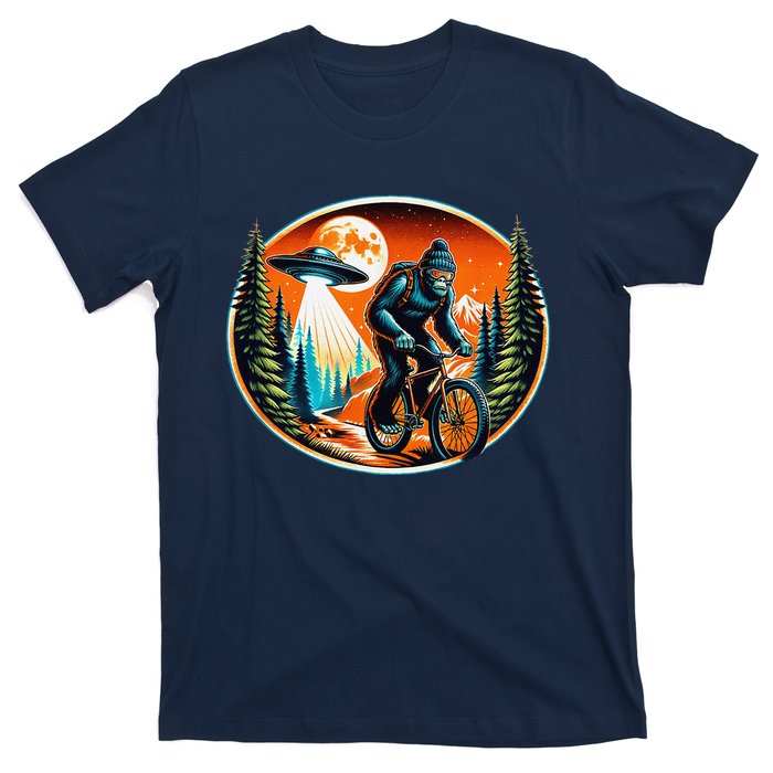 Bigfoot Alien Ufo Bicycle Ride Sasquatch On Bicycle T-Shirt