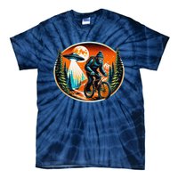 Bigfoot Alien Ufo Bicycle Ride Sasquatch On Bicycle Tie-Dye T-Shirt