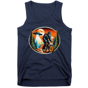 Bigfoot Alien Ufo Bicycle Ride Sasquatch On Bicycle Tank Top