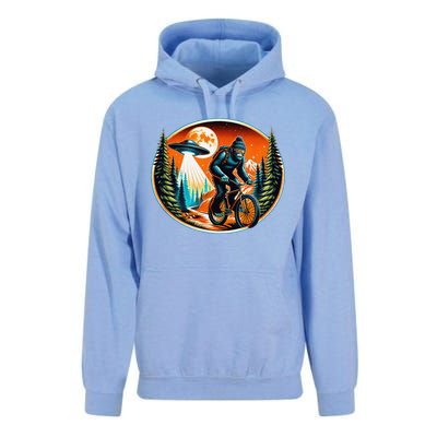 Bigfoot Alien Ufo Bicycle Ride Sasquatch On Bicycle Unisex Surf Hoodie