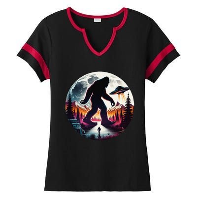 Bigfoot Alien Ufo Encounter Ladies Halftime Notch Neck Tee