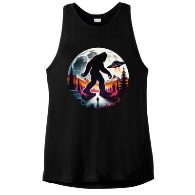 Bigfoot Alien Ufo Encounter Ladies PosiCharge Tri-Blend Wicking Tank