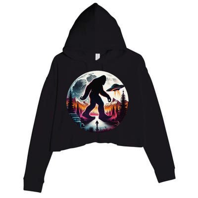 Bigfoot Alien Ufo Encounter Crop Fleece Hoodie