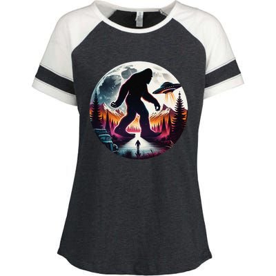 Bigfoot Alien Ufo Encounter Enza Ladies Jersey Colorblock Tee