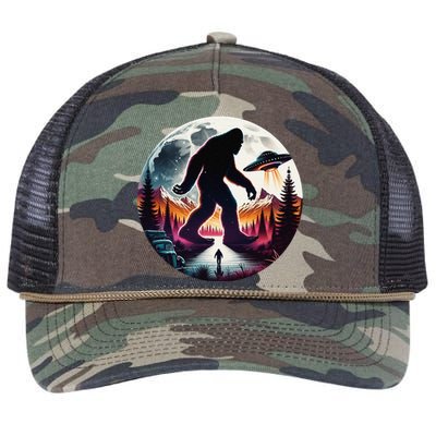 Bigfoot Alien Ufo Encounter Retro Rope Trucker Hat Cap