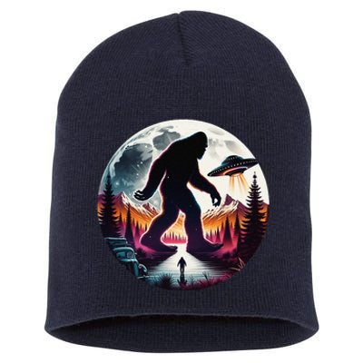 Bigfoot Alien Ufo Encounter Short Acrylic Beanie