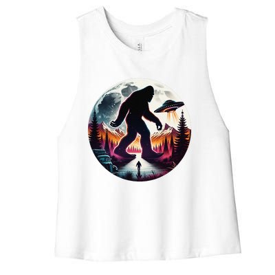 Bigfoot Alien Ufo Encounter Women's Racerback Cropped Tank