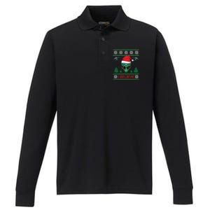 Believe Alien Ufo Funny Christmas Alien Head Graphic Ugly Gift Performance Long Sleeve Polo