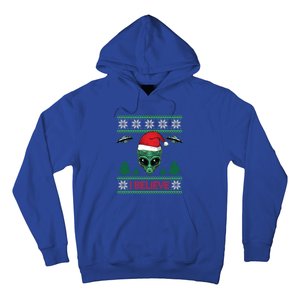 Believe Alien Ufo Funny Christmas Alien Head Graphic Ugly Gift Hoodie