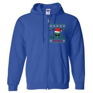 Believe Alien Ufo Funny Christmas Alien Head Graphic Ugly Gift Full Zip Hoodie