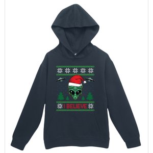 Believe Alien Ufo Funny Christmas Alien Head Graphic Ugly Gift Urban Pullover Hoodie