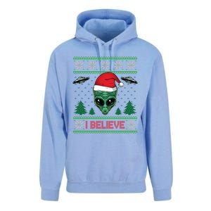 Believe Alien Ufo Funny Christmas Alien Head Graphic Ugly Gift Unisex Surf Hoodie